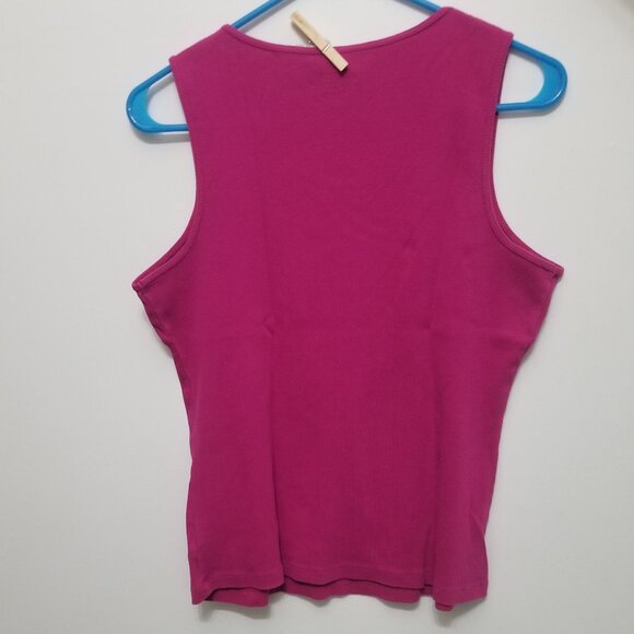 two cotton fuchsia Kim Rogers XL tank tops, with name written on - Picture 6 of 7